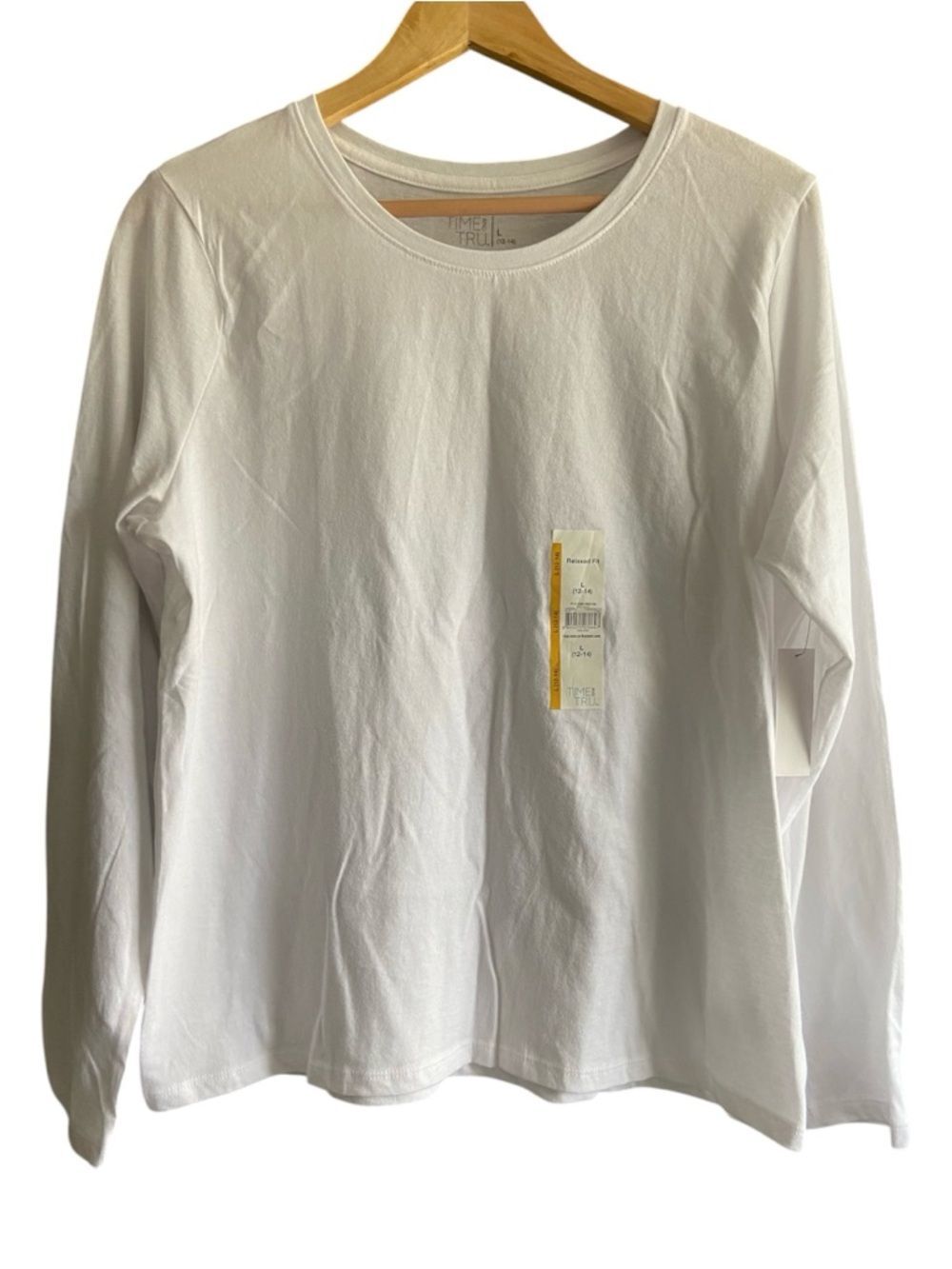 Time and Tru White Long Sleeve Tee Size Large